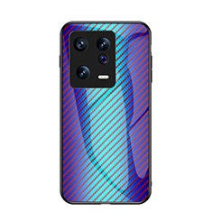 Custodia Silicone Specchio Laterale Sfumato Arcobaleno Cover LS2 per Xiaomi Mi 13 5G Blu