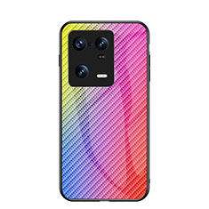 Custodia Silicone Specchio Laterale Sfumato Arcobaleno Cover LS2 per Xiaomi Mi 13 Pro 5G Arancione