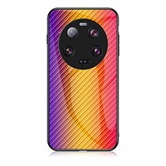 Custodia Silicone Specchio Laterale Sfumato Arcobaleno Cover LS2 per Xiaomi Mi 13 Ultra 5G Arancione
