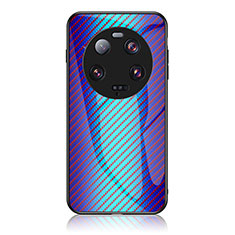 Custodia Silicone Specchio Laterale Sfumato Arcobaleno Cover LS2 per Xiaomi Mi 13 Ultra 5G Blu