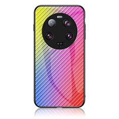 Custodia Silicone Specchio Laterale Sfumato Arcobaleno Cover LS2 per Xiaomi Mi 13 Ultra 5G Rosa
