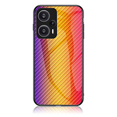 Custodia Silicone Specchio Laterale Sfumato Arcobaleno Cover LS2 per Xiaomi Poco F5 5G Arancione