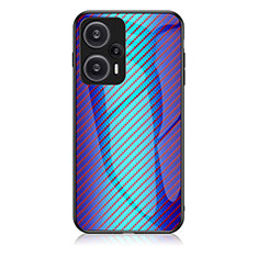 Custodia Silicone Specchio Laterale Sfumato Arcobaleno Cover LS2 per Xiaomi Poco F5 5G Blu