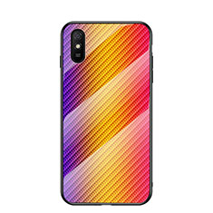 Custodia Silicone Specchio Laterale Sfumato Arcobaleno Cover LS2 per Xiaomi Redmi 9A Arancione