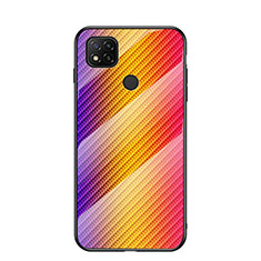 Custodia Silicone Specchio Laterale Sfumato Arcobaleno Cover LS2 per Xiaomi Redmi 9C NFC Arancione