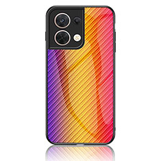 Custodia Silicone Specchio Laterale Sfumato Arcobaleno Cover LS2 per Xiaomi Redmi Note 13 5G Arancione