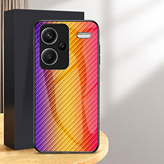 Custodia Silicone Specchio Laterale Sfumato Arcobaleno Cover LS2 per Xiaomi Redmi Note 13 Pro+ Plus 5G Arancione