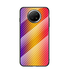 Custodia Silicone Specchio Laterale Sfumato Arcobaleno Cover LS2 per Xiaomi Redmi Note 9 5G Arancione