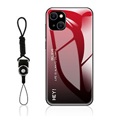 Custodia Silicone Specchio Laterale Sfumato Arcobaleno Cover M01 per Apple iPhone 13 Mini Rosso