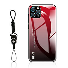 Custodia Silicone Specchio Laterale Sfumato Arcobaleno Cover M01 per Apple iPhone 13 Pro Max Rosso