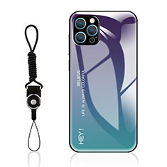 Custodia Silicone Specchio Laterale Sfumato Arcobaleno Cover M01 per Apple iPhone 13 Pro Max Viola