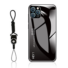 Custodia Silicone Specchio Laterale Sfumato Arcobaleno Cover M01 per Apple iPhone 14 Pro Nero