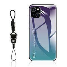 Custodia Silicone Specchio Laterale Sfumato Arcobaleno Cover M01 per Apple iPhone 15 Plus Viola