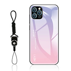 Custodia Silicone Specchio Laterale Sfumato Arcobaleno Cover M01 per Apple iPhone 15 Pro Max Rosa