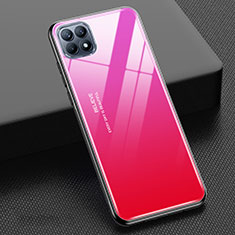 Custodia Silicone Specchio Laterale Sfumato Arcobaleno Cover M01 per Oppo Reno4 SE 5G Rosa Caldo