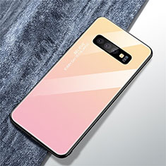 Custodia Silicone Specchio Laterale Sfumato Arcobaleno Cover M01 per Samsung Galaxy S10 5G Rosa