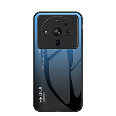 Custodia Silicone Specchio Laterale Sfumato Arcobaleno Cover M01 per Xiaomi Mi 12 Ultra 5G Blu