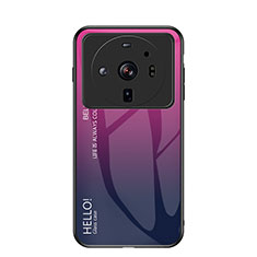 Custodia Silicone Specchio Laterale Sfumato Arcobaleno Cover M01 per Xiaomi Mi 12S Ultra 5G Rosa Caldo
