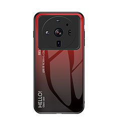 Custodia Silicone Specchio Laterale Sfumato Arcobaleno Cover M01 per Xiaomi Mi 12S Ultra 5G Rosso