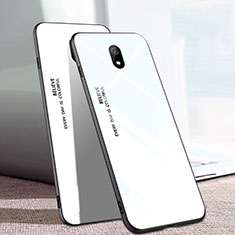 Custodia Silicone Specchio Laterale Sfumato Arcobaleno Cover M01 per Xiaomi Redmi 8A Bianco