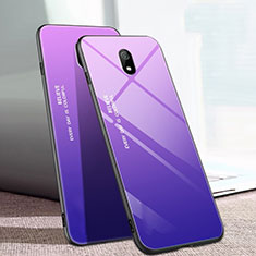 Custodia Silicone Specchio Laterale Sfumato Arcobaleno Cover M01 per Xiaomi Redmi 8A Viola