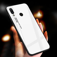 Custodia Silicone Specchio Laterale Sfumato Arcobaleno Cover M01 per Xiaomi Redmi Note 7 Bianco