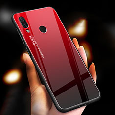 Custodia Silicone Specchio Laterale Sfumato Arcobaleno Cover M01 per Xiaomi Redmi Note 7 Rosso