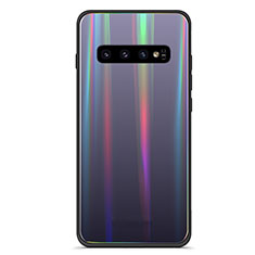 Custodia Silicone Specchio Laterale Sfumato Arcobaleno Cover M02 per Samsung Galaxy S10 5G Nero
