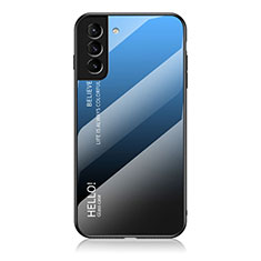 Custodia Silicone Specchio Laterale Sfumato Arcobaleno Cover M02 per Samsung Galaxy S21 5G Blu