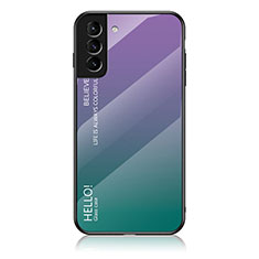 Custodia Silicone Specchio Laterale Sfumato Arcobaleno Cover M02 per Samsung Galaxy S21 5G Viola