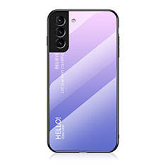 Custodia Silicone Specchio Laterale Sfumato Arcobaleno Cover M02 per Samsung Galaxy S22 5G Lavanda