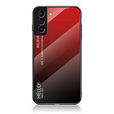 Custodia Silicone Specchio Laterale Sfumato Arcobaleno Cover M02 per Samsung Galaxy S22 Plus 5G Rosso