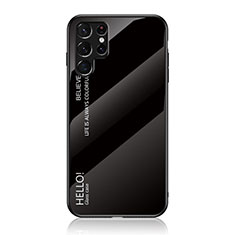 Custodia Silicone Specchio Laterale Sfumato Arcobaleno Cover M02 per Samsung Galaxy S23 Ultra 5G Nero