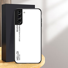 Custodia Silicone Specchio Laterale Sfumato Arcobaleno Cover M02 per Samsung Galaxy S24 5G Bianco