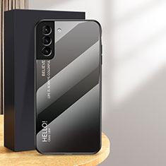 Custodia Silicone Specchio Laterale Sfumato Arcobaleno Cover M02 per Samsung Galaxy S24 5G Grigio
