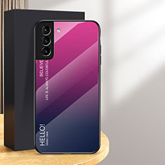 Custodia Silicone Specchio Laterale Sfumato Arcobaleno Cover M02 per Samsung Galaxy S24 5G Rosa Caldo