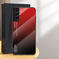 Custodia Silicone Specchio Laterale Sfumato Arcobaleno Cover M02 per Samsung Galaxy S24 5G Rosso