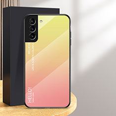 Custodia Silicone Specchio Laterale Sfumato Arcobaleno Cover M02 per Samsung Galaxy S24 Plus 5G Arancione