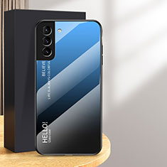 Custodia Silicone Specchio Laterale Sfumato Arcobaleno Cover M02 per Samsung Galaxy S24 Plus 5G Blu