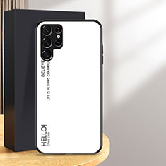 Custodia Silicone Specchio Laterale Sfumato Arcobaleno Cover M02 per Samsung Galaxy S24 Ultra 5G Bianco
