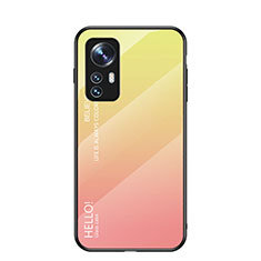 Custodia Silicone Specchio Laterale Sfumato Arcobaleno Cover M02 per Xiaomi Mi 12 5G Arancione