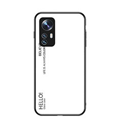 Custodia Silicone Specchio Laterale Sfumato Arcobaleno Cover M02 per Xiaomi Mi 12 5G Bianco