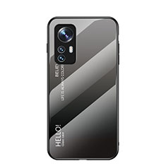 Custodia Silicone Specchio Laterale Sfumato Arcobaleno Cover M02 per Xiaomi Mi 12 5G Grigio
