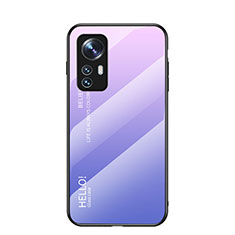 Custodia Silicone Specchio Laterale Sfumato Arcobaleno Cover M02 per Xiaomi Mi 12 5G Lavanda