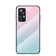 Custodia Silicone Specchio Laterale Sfumato Arcobaleno Cover M02 per Xiaomi Mi 12 5G Rosa