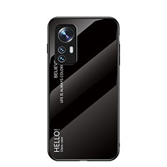 Custodia Silicone Specchio Laterale Sfumato Arcobaleno Cover M02 per Xiaomi Mi 12X 5G Nero