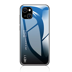 Custodia Silicone Specchio Laterale Sfumato Arcobaleno Cover per Apple iPhone 13 Blu