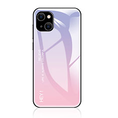 Custodia Silicone Specchio Laterale Sfumato Arcobaleno Cover per Apple iPhone 13 Mini Rosa
