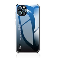 Custodia Silicone Specchio Laterale Sfumato Arcobaleno Cover per Apple iPhone 13 Pro Blu
