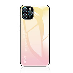 Custodia Silicone Specchio Laterale Sfumato Arcobaleno Cover per Apple iPhone 13 Pro Giallo